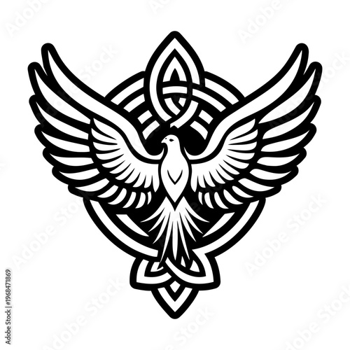 A solid style icon of holy dove symbol