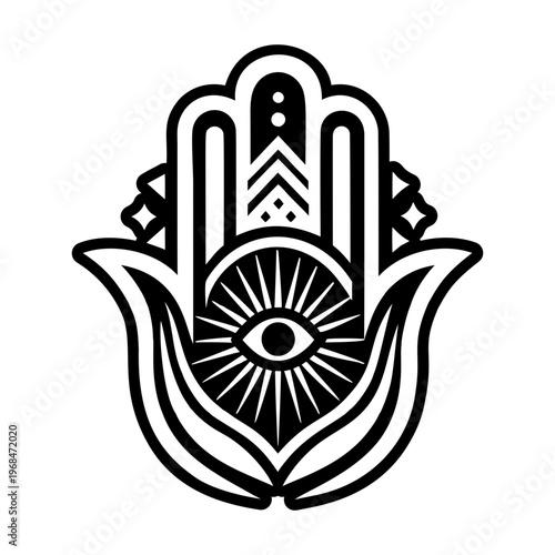 A glyph style icon of mystic hand tattoo