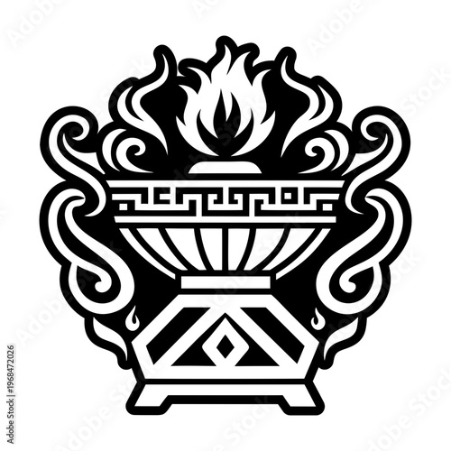 A filled style icon of firepit symbol