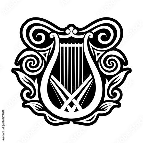 A glyph style icon of harp symbol
