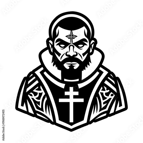 A glyph style icon of priest symbol