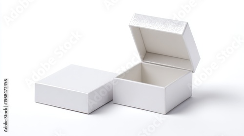 White box designed for small jewelry or accessories, isolated product shot on white