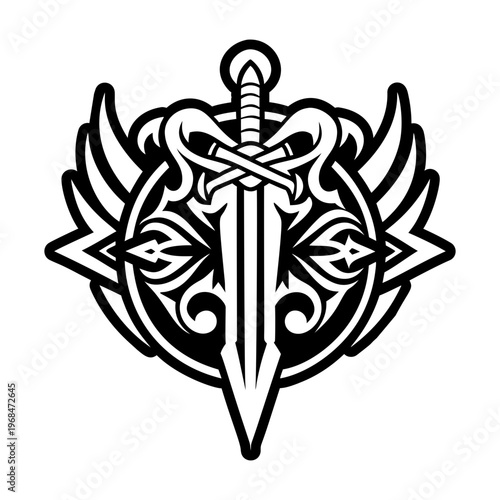 A filled style icon of dagger tattoo