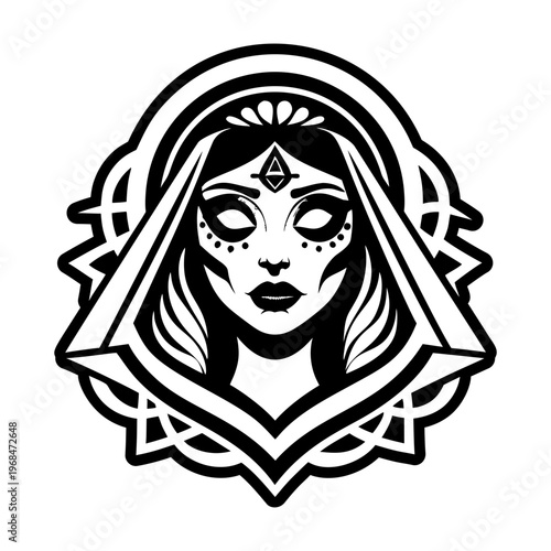 A glyph style icon of veiled woman tattoo