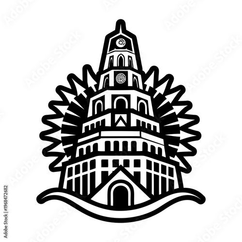 Fotografie A solid style icon of babel tower symbol