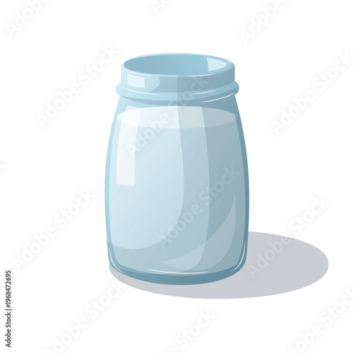 Glass jar filled with milk placed on a white background during the day