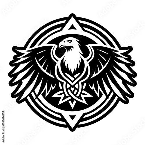 A solid style icon of raven tattoo