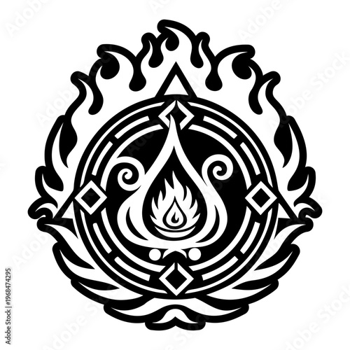 A filled style icon of shaman fire symbol