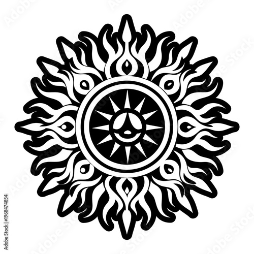 A glyph style icon of solar flare symbol