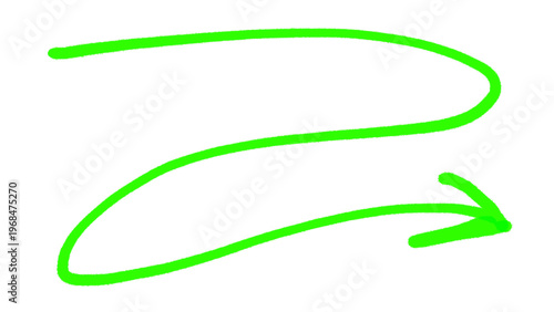 Green hand drawn snake style wavy arrow pointing right