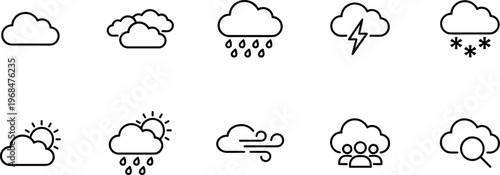 party celebration and event line icons set, balloons fireworks champagne confetti party hat music microphone disco camera dance cake gift and festival symbols vector outline icon collection isolated 