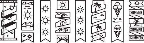 Collection of simple line drawings and icons including animals, objects, and summer themes Vector