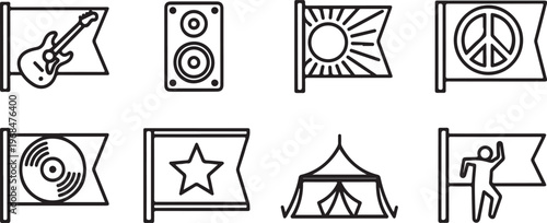 A collection of simple line drawings representing everyday objects and symbols Vector