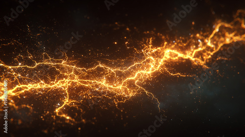 abstract lightning energy explosion, glowing electric veins spreading across dark background