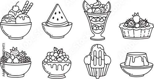 A collection of eight illustrated decorated pots in various styles and patterns Vector