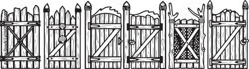 Classic gothic style stained glass windows in a church facade Vector