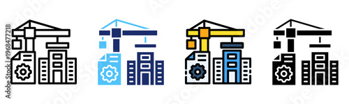 Building Project Icon Multiple Style Collection Set 