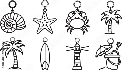 A collection of eight simple and playful line drawings of various objects and animals Vector