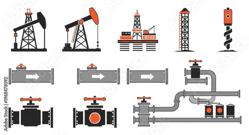 Oil and Gas Industry Equipment - Pumps, Valves, and Towers.