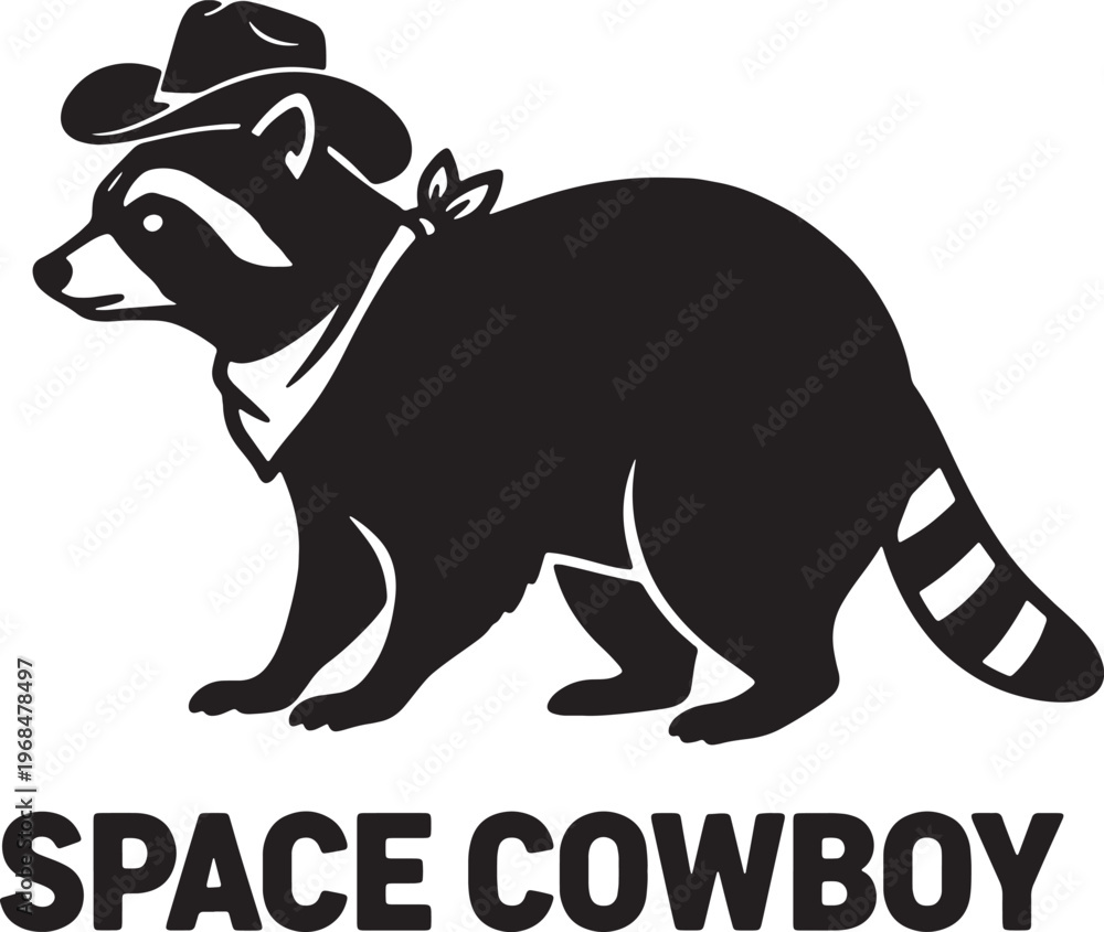 Fototapeta premium raccoon wearing cowboy hat and bandana