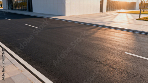 Asphalt Road at Modern Building Complex