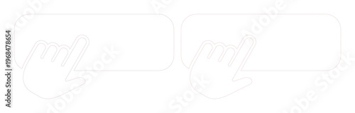 Minimalist white hand cursor vector icons, two outlined pointer symbols for web design. Clean, modern UI element for digital interfaces, click actions, and interactive buttons.