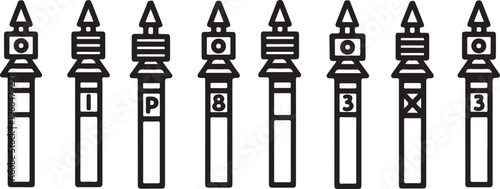 Black and white chess pieces arranged in starting position Vector