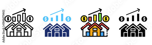 Real Estate Growth Icon Multiple Style Collection Set 