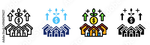 Housing Investment Icon Multiple Style Collection Set 