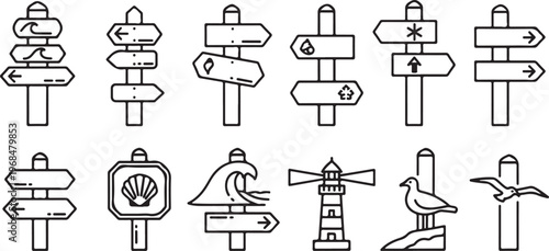 Various household objects and tools illustrated in a simple line drawing style Vector