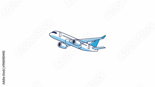 Airplane Illustration Taking Off on White Background
