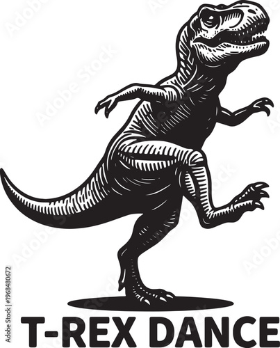 Tyrannosaurus rex dancing on one leg