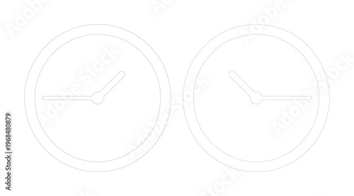 Minimalist clock icon set, clean line art time symbols, modern vector graphics for scheduling and deadlines, essential UI elements