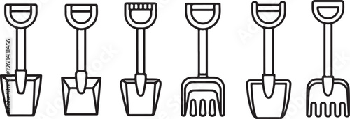 Sketch of six toilet designs with varying cistern and seat shapes Vector