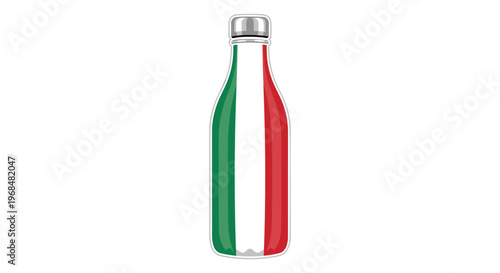 A sleek, modern water bottle designed with the vibrant colors of the Italian flag, symbolizing national pride and style.