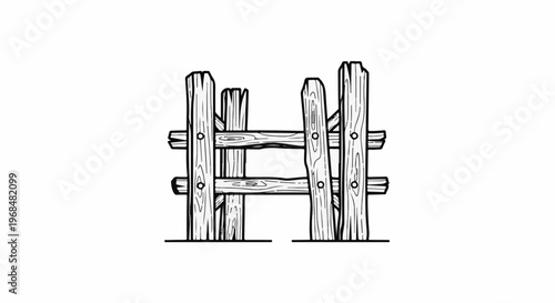 A rustic wooden gate with rough planks and visible fasteners