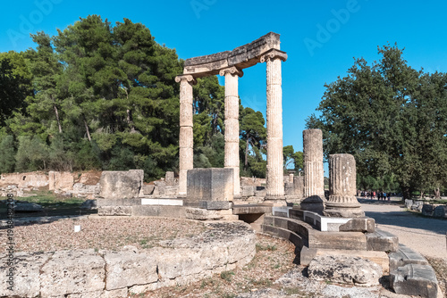 Ancient Circular Sanctuary Columns in Olympia, Greece