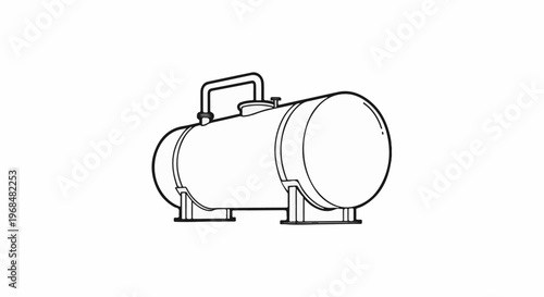A simple line drawing of a large cylindrical tank on supports