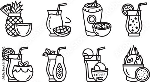 Various types of decorative bottles and containers in stylized illustrations Vector
