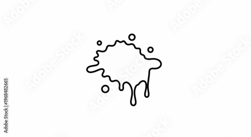 A black and white line drawing of a liquid splash with droplets