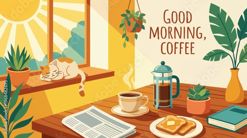 Coffee Morning Breakfast Table Setting.