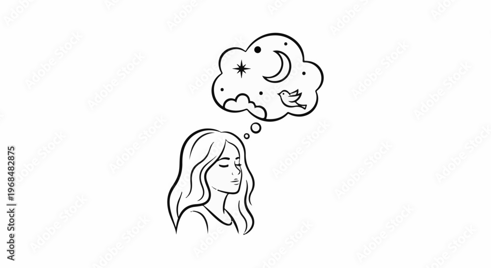 Fototapeta premium A woman dreams of the night sky and flying