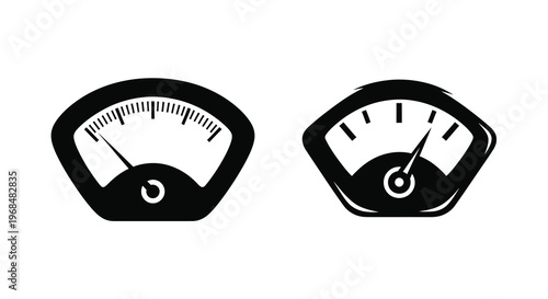 Two analog gauges displaying readings black graphic design silhouette