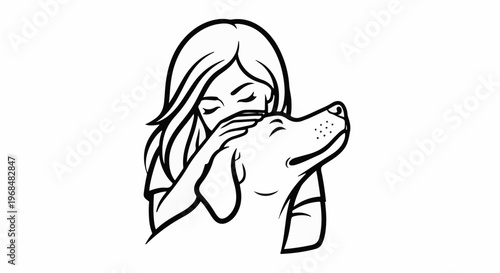 A woman affectionately pets her dog, showing a bond of love and care