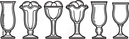 A collection of elegant stemmed glassware in various designs Vector