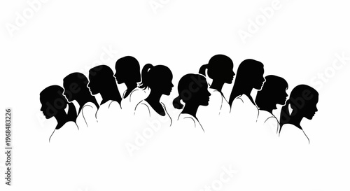 A group of diverse female silhouettes facing right