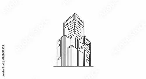Obraz Abstract art deco skyscraper design, sharp geometric lines, monochrome