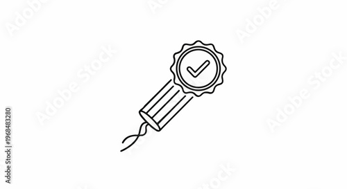 A simple outline drawing of a medal with a checkmark
