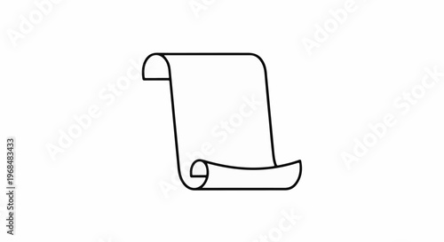 A simple outline of a rolled scroll on a white background