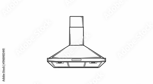 A black and white sketch of a kitchen exhaust hood